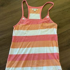 American Eagle Racerback Tank Top Stripes in White, Coral, Orange